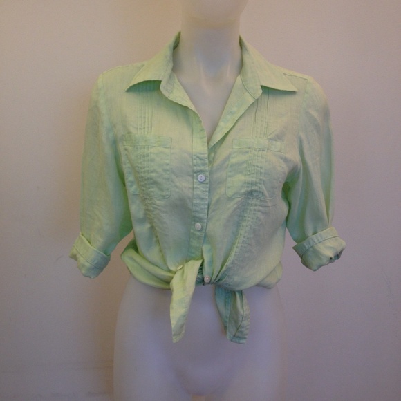 Tracy M.  Light Green Linen Shirt - Picture 1 of 4